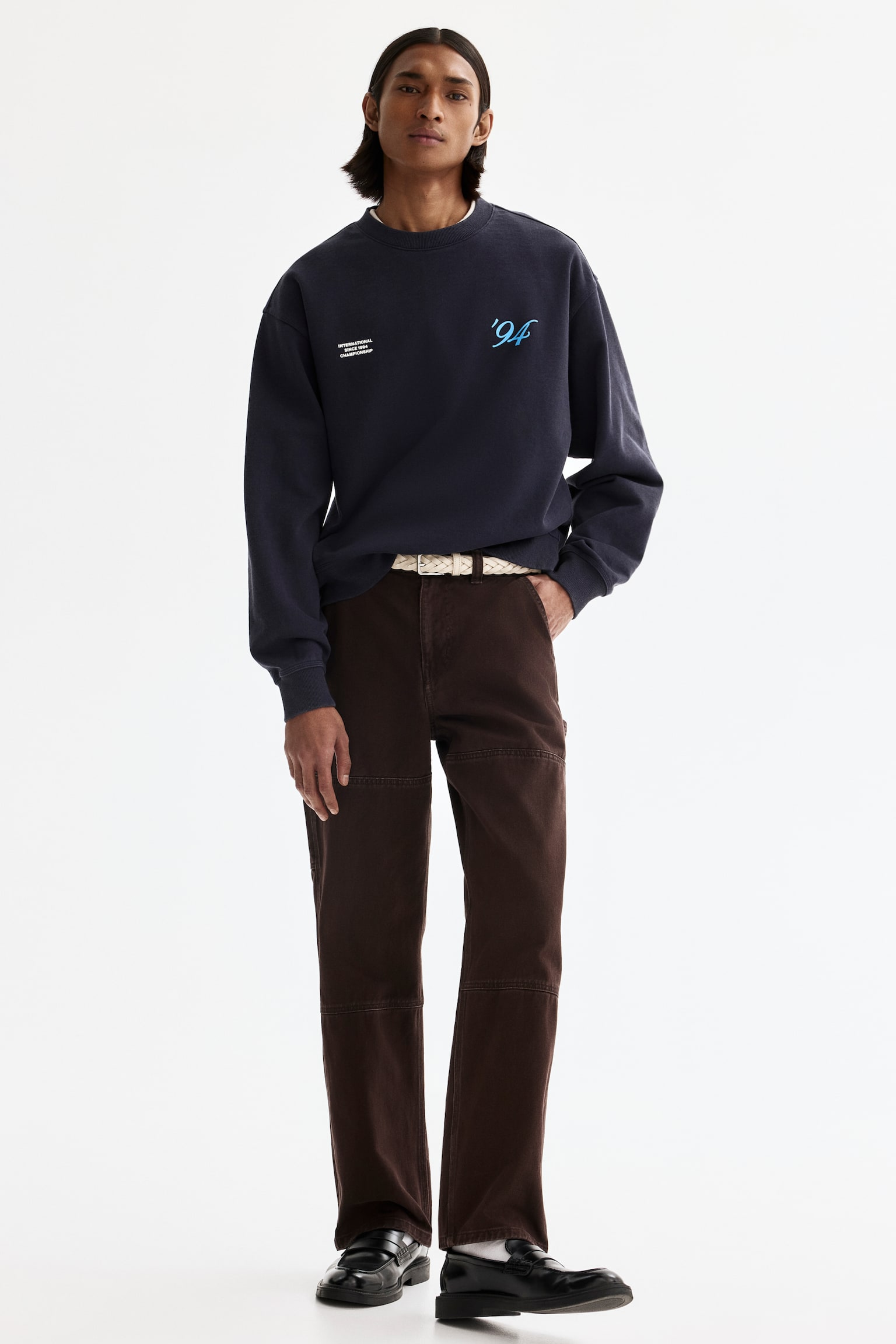 Loose Fit Printed Sweatshirt - Dark blue/INTL. 94/Dark beige/SoHo NYC - 5