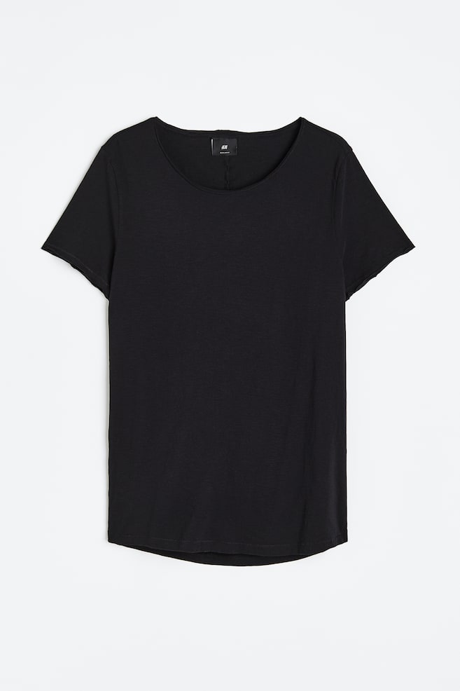 T-shirt avec bords roulés - Noir/Blanc/Vert kaki - 2