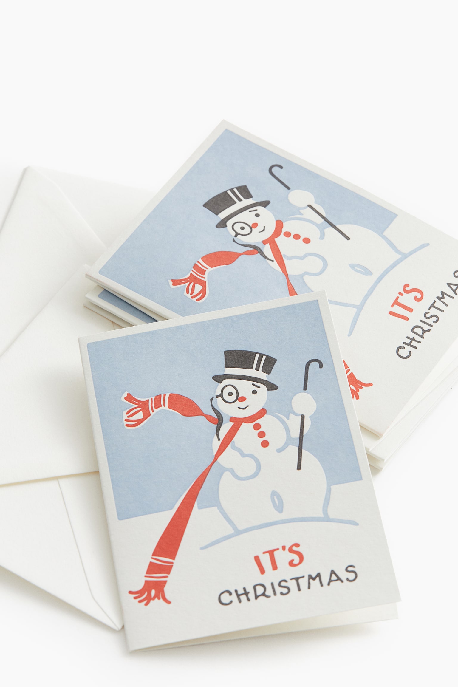 5-pack greeting cards with envelopes - Light blue/Snowman/Red/Merry Christmas/Blue/Season's Greetings/Green/Joyeux Noël - 2