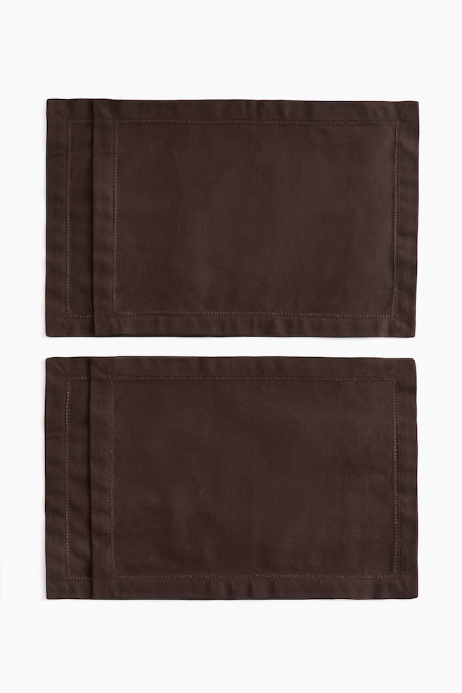 4-pack cotton place mats - Dark brown/Light beige/Dusty yellow/White - 1