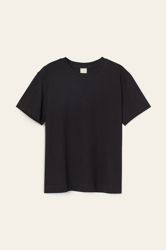Bawełniany T-shirt - Czarny/Biały/Kremowy/Czarne paski/Jasnoszary melanż/dc - 2