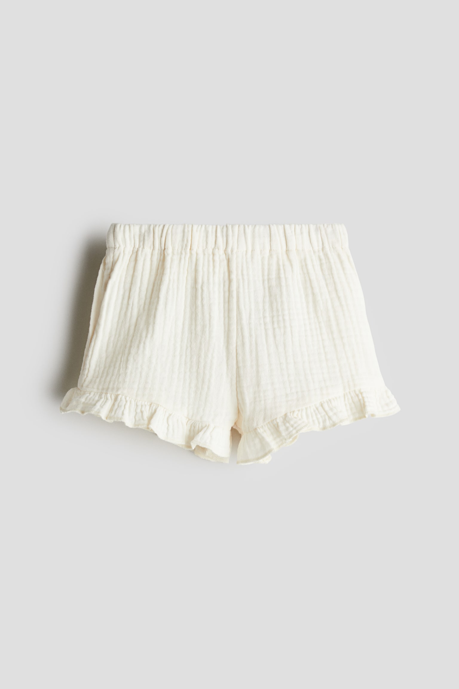 Cotton muslin shorts - Cream/Brown - 1