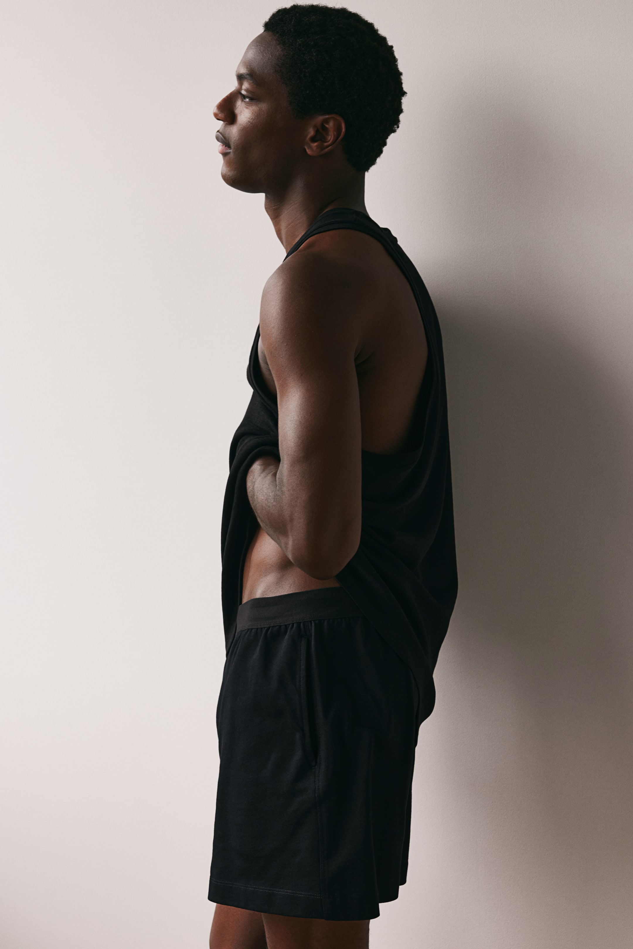 Pyjama vest top and shorts - Black - Men | H&M GB 1