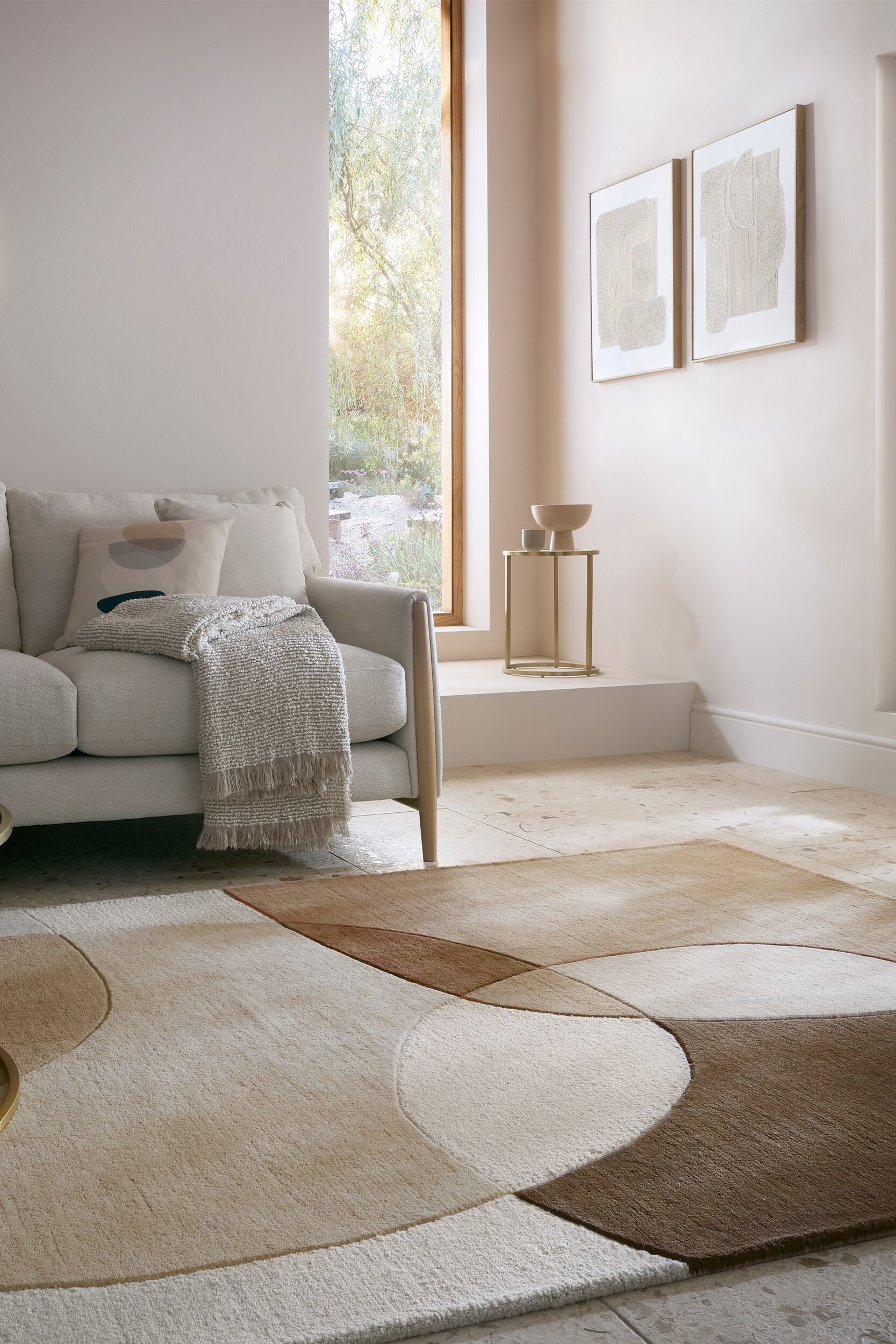 Glow Abstrakt Tæppe I Uld - Naturlig