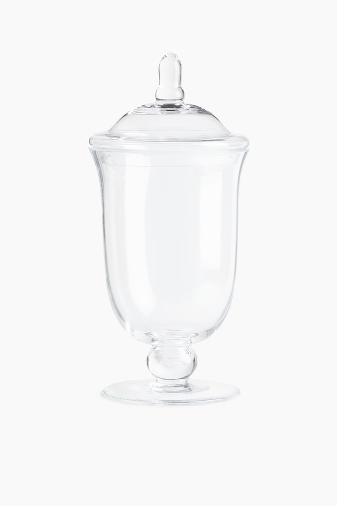 Tall Footed Glass Jar - Transparent - 1