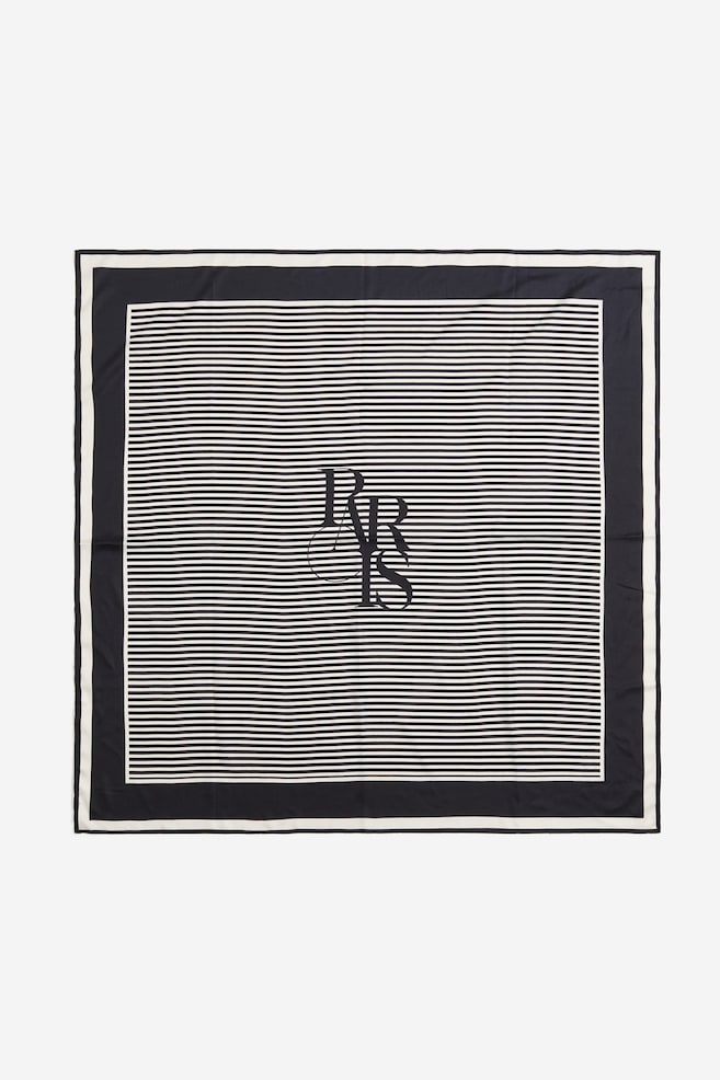 Foulard imprimé en satin - Noir/Paris/Vert kaki/rayé/Noir/motif/Noir/rayé - 3