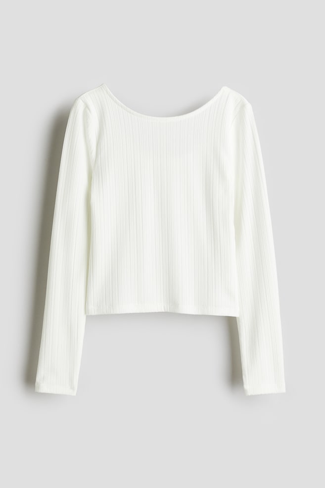 Top van ribtricot - Wit - 1