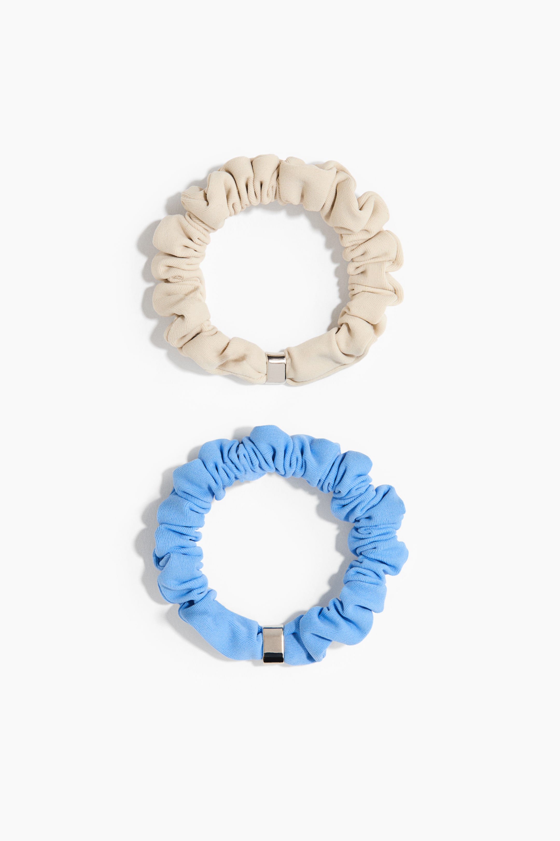 View larger image: 2-pack embellished scrunchies - Blue/Beige - Ladies | H&M 1