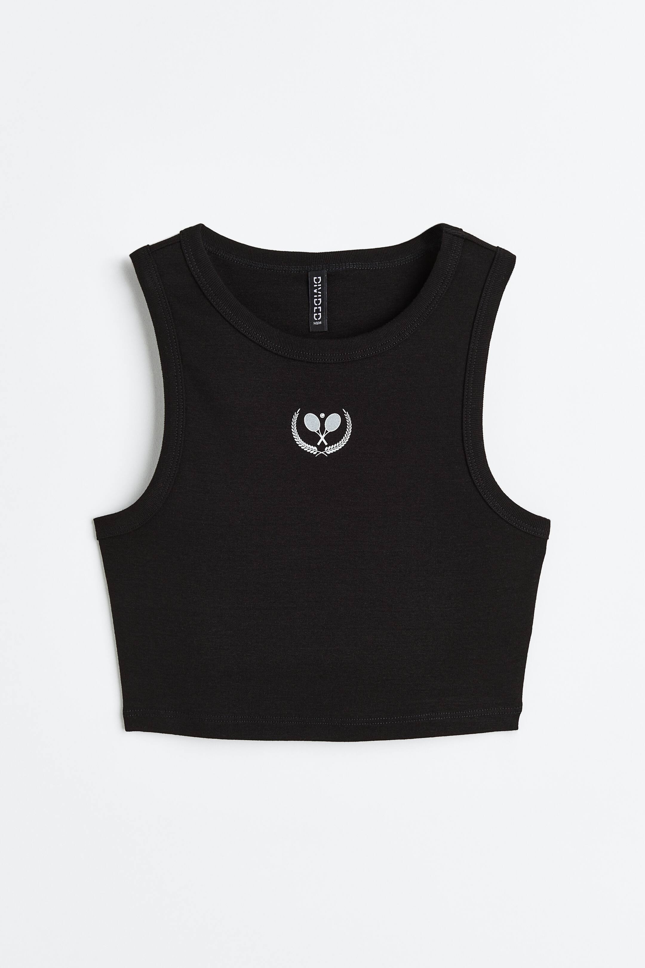 Xem ảnh lớn hơn: Áo ba lỗ lửng - Màu đen/Vợt tennis - Ladies | H&M VN 1