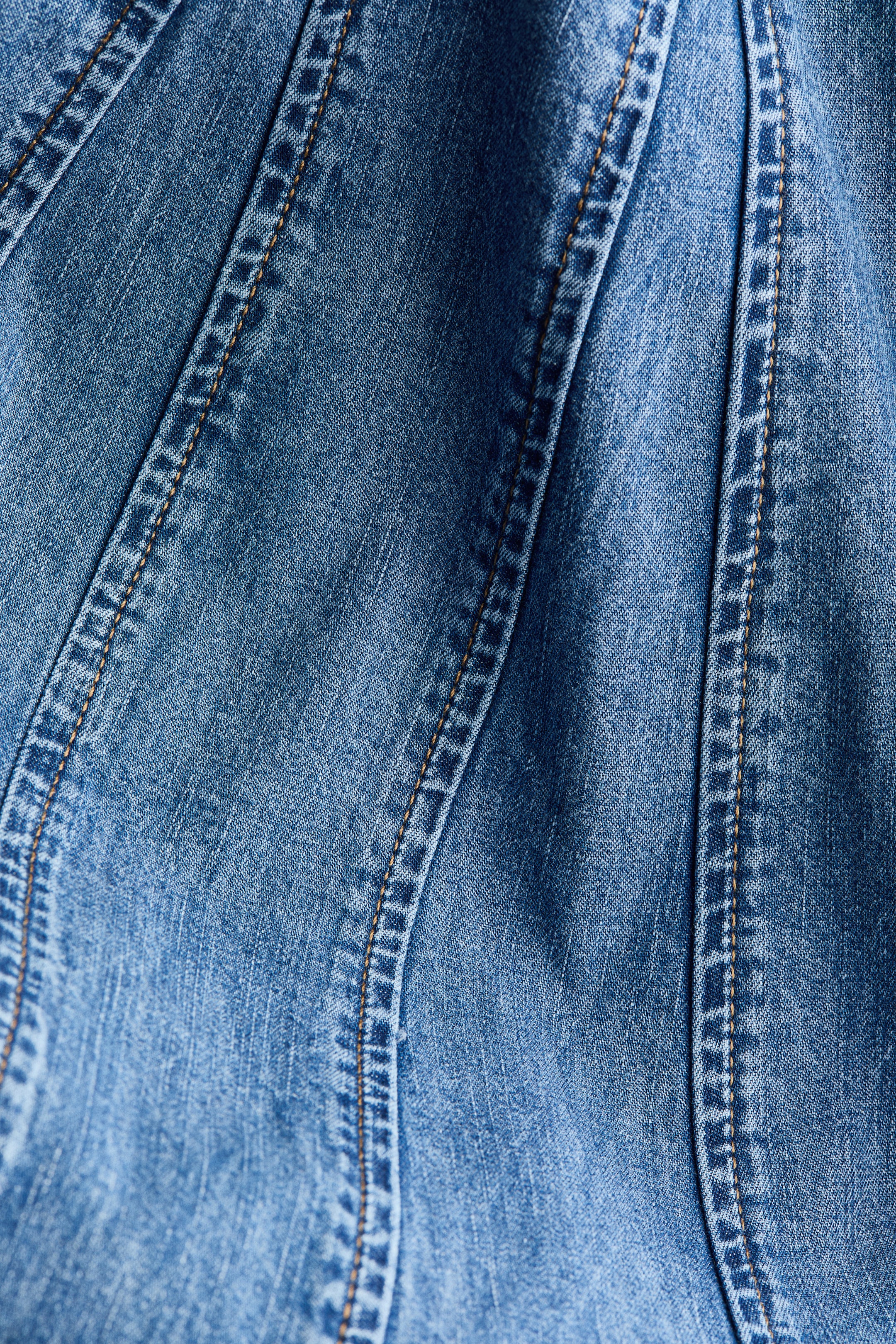 Pleated Denim Skirt