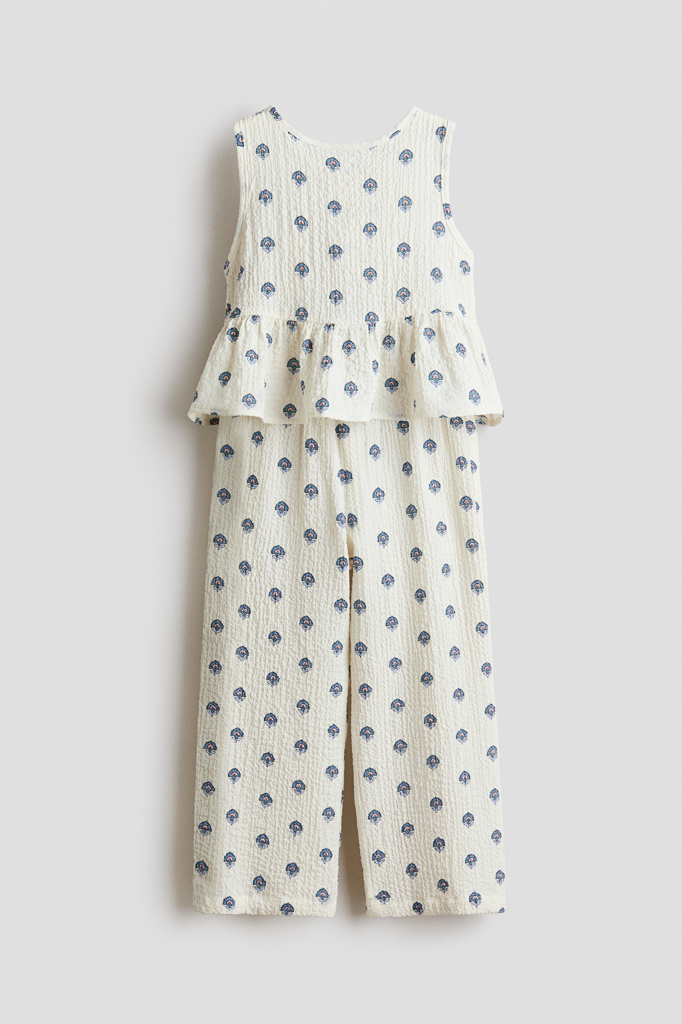 2-Piece Crinkled Jersey Set - Cream/floral