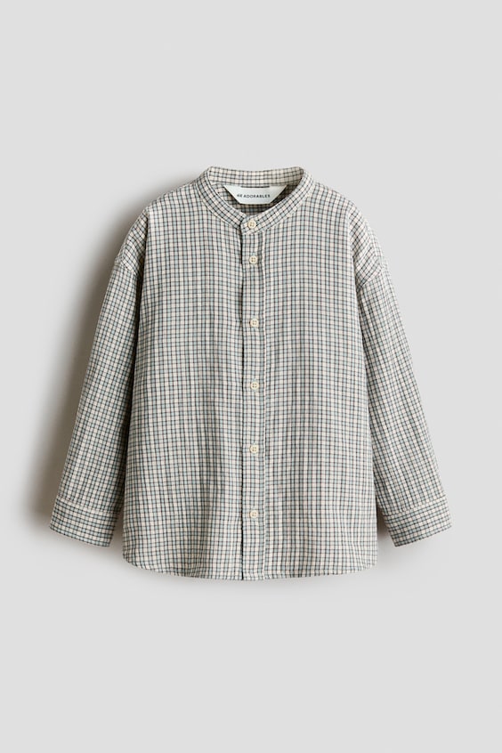Детские рубашки H&M Cotton Band-Collar Shirt