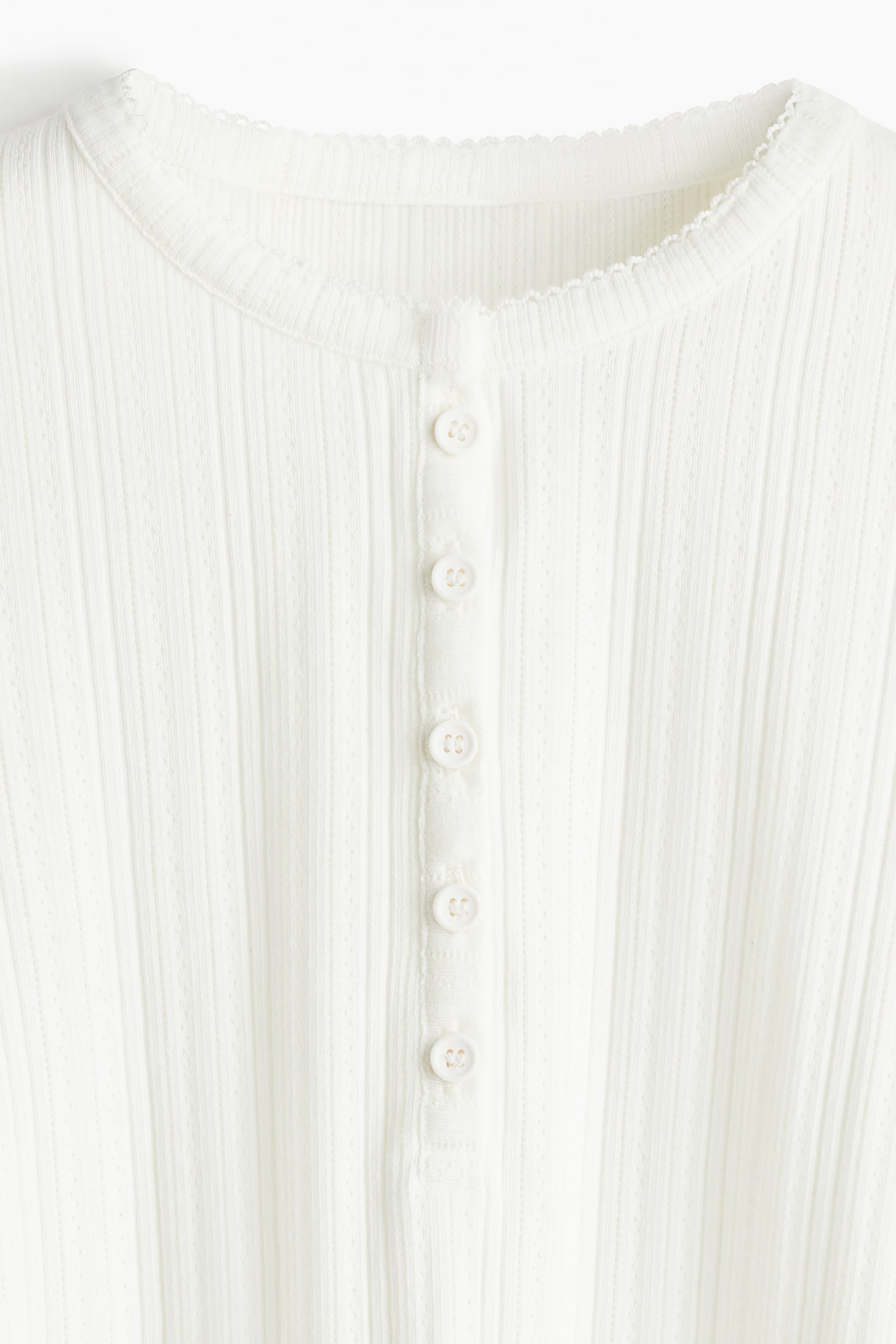 Боди Trumpet-Sleeved, ажурная вязка — H&M, цвет: Кремовый — фото 2