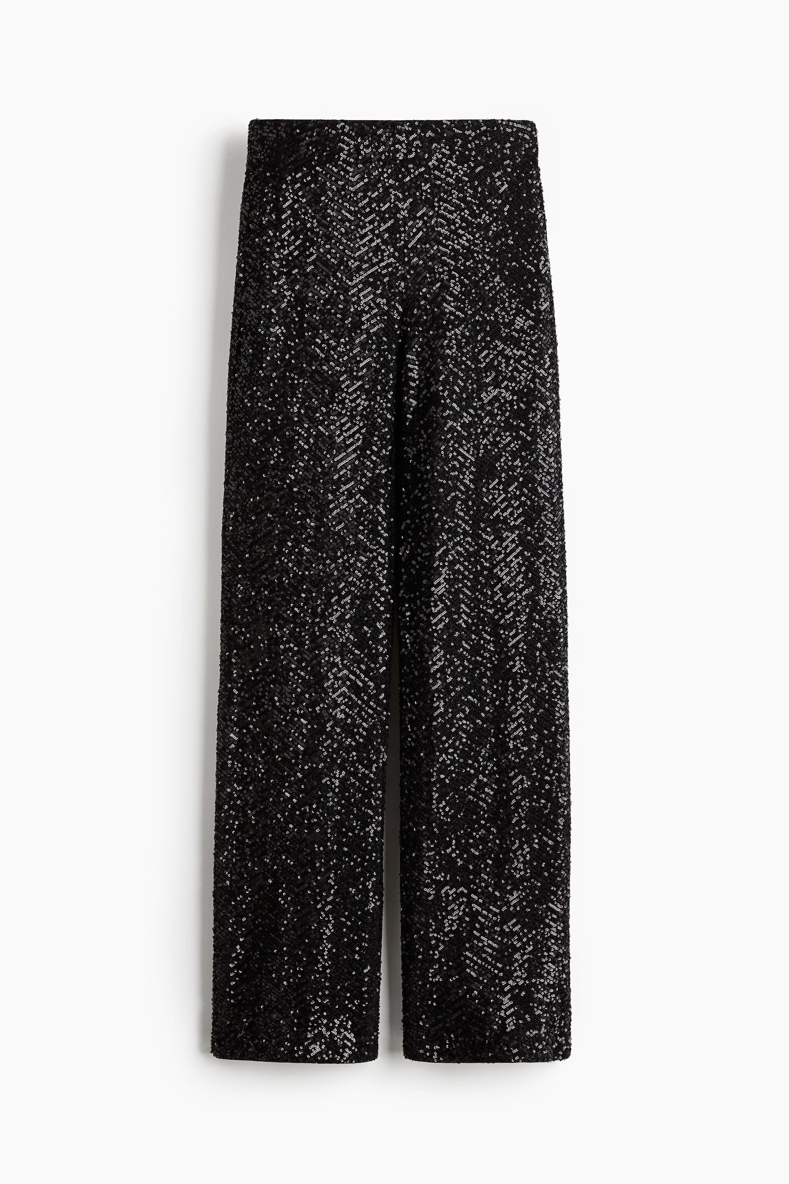 Sequined trousers - Black/Herringbone-patterned - 2