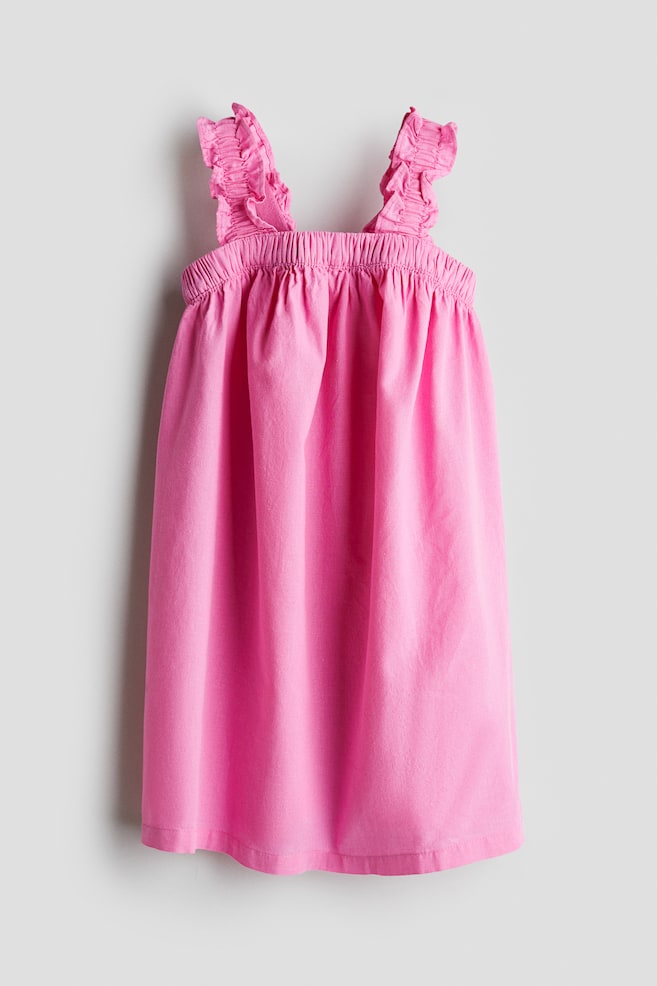 Linen-blend dress - Pink/Dark grey/White/Palm trees - 1