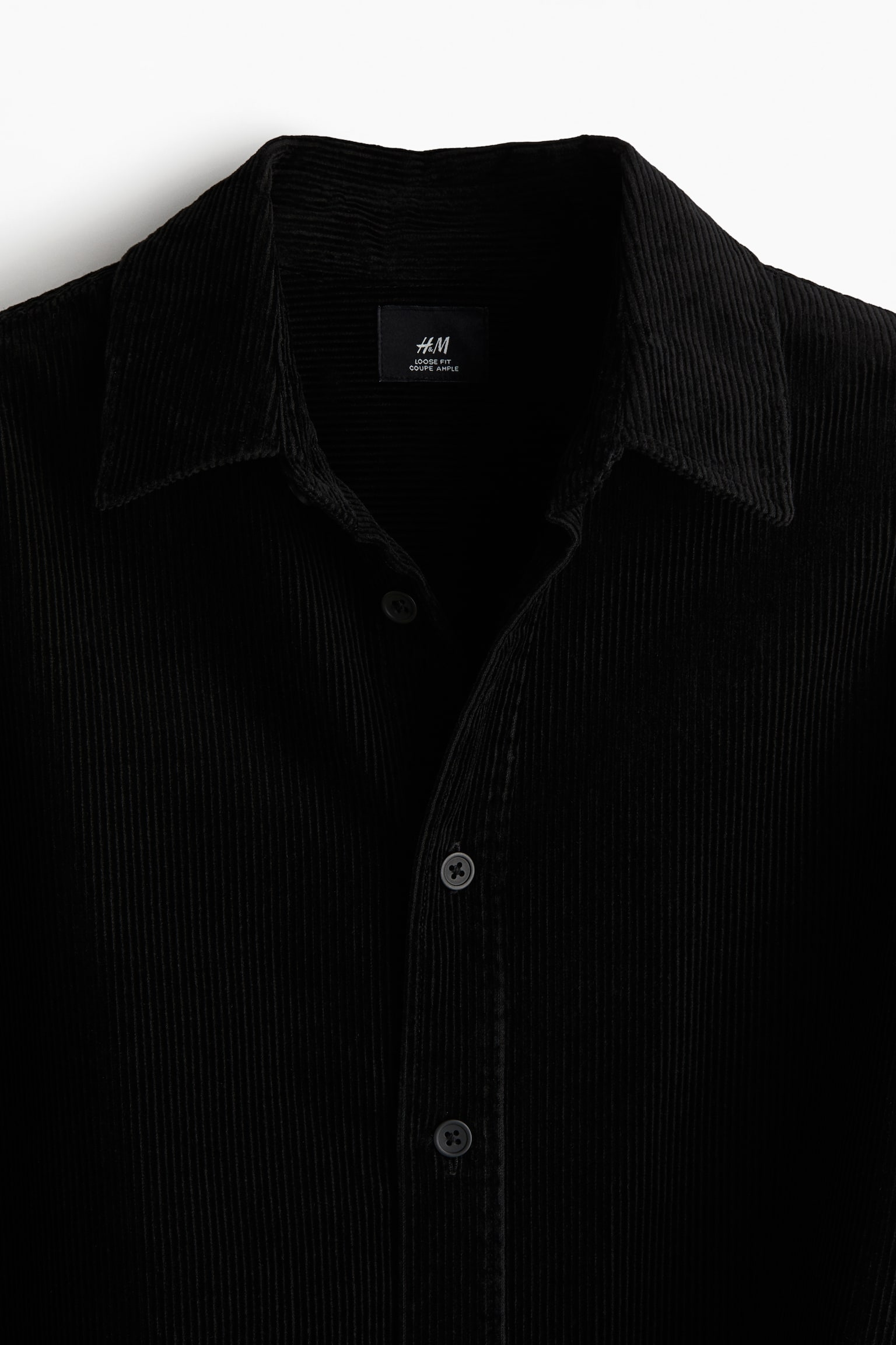 Camisa em bombazina Loose Fit - Preto/Branco/Castanho - 4