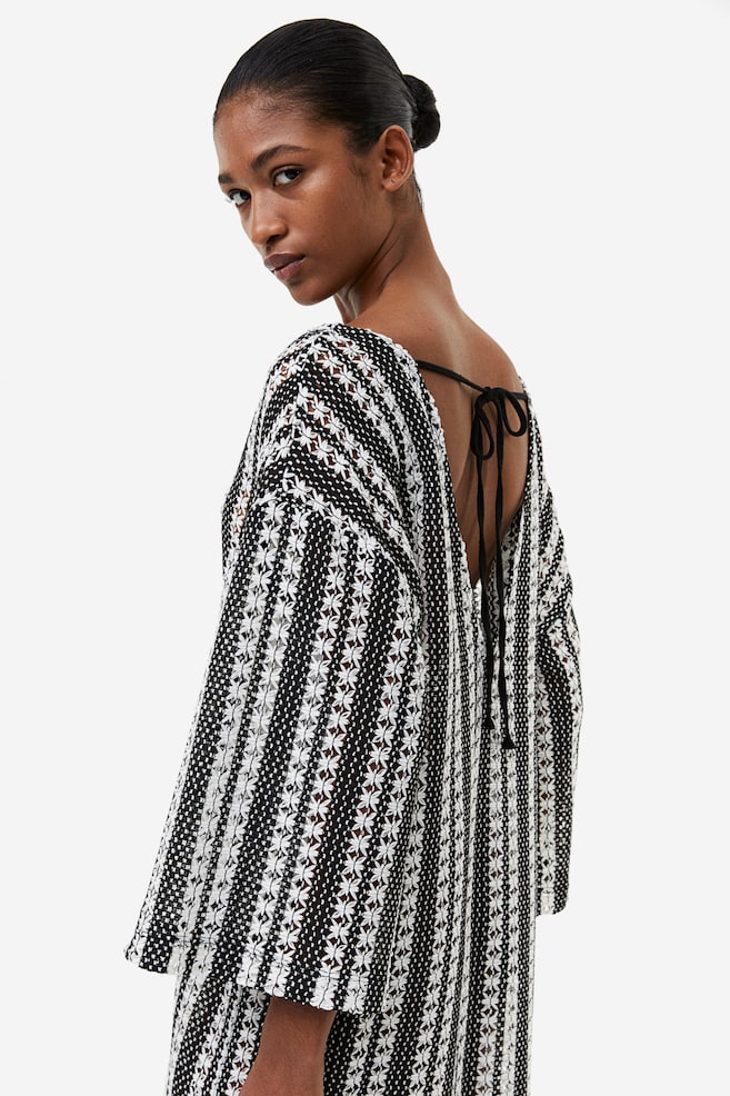 Jacquard-knit dress - Black/Striped - 4