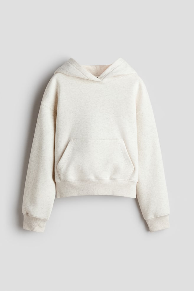 Brushed-Inside Hoodie - Light beige melange/Dusty blue - 1
