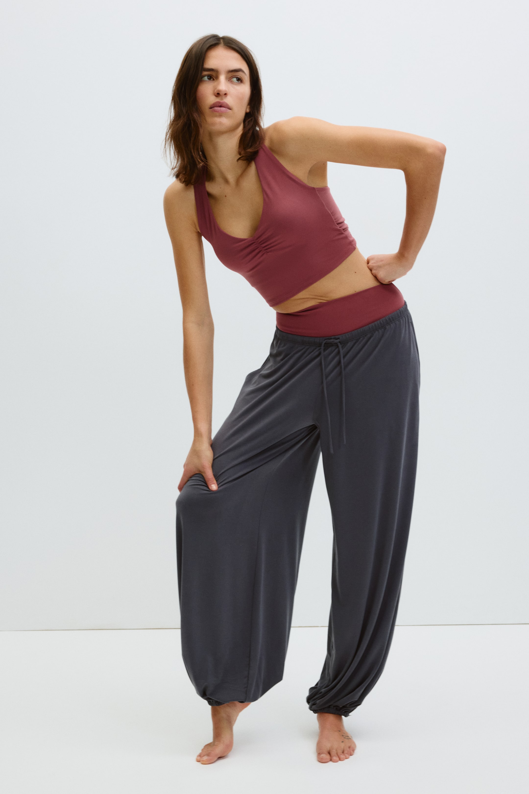 Balloon-Leg Pants with Drawstring