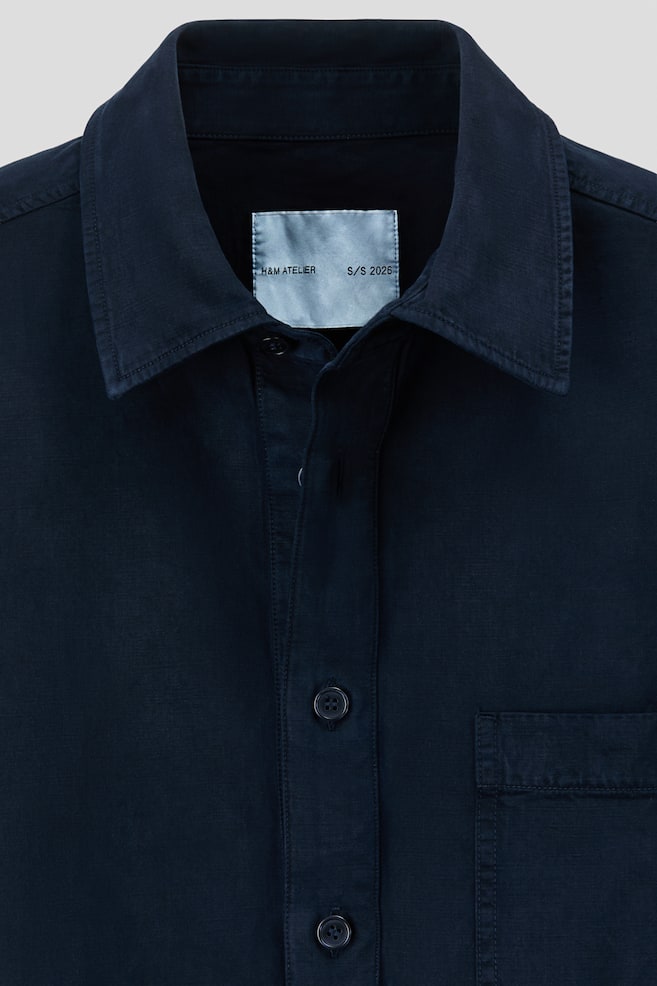 Loose Fit Popover Shirt - Navy blue - 4