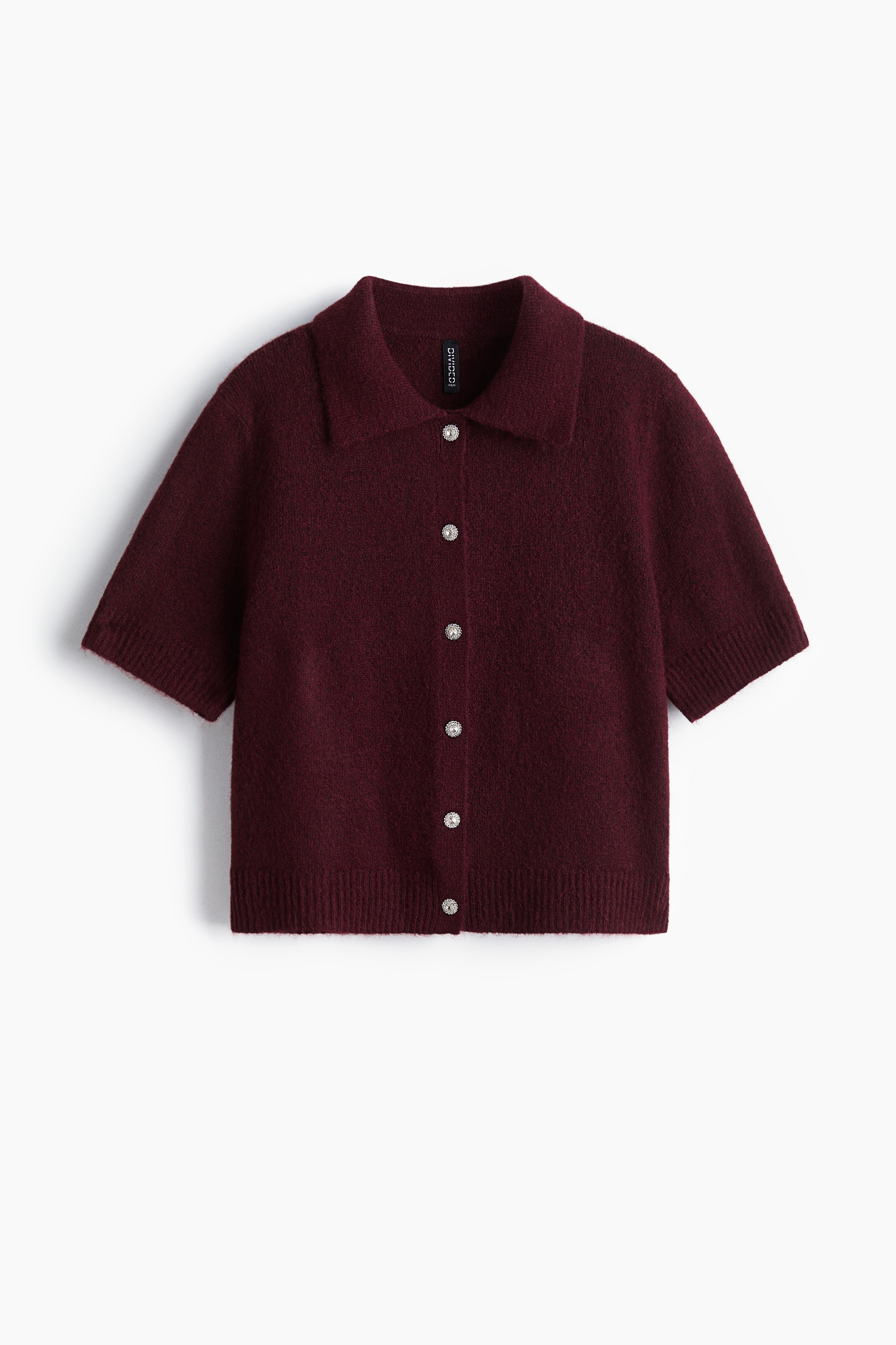 Fine Knit Cardigan - Burgundy/Grey marle