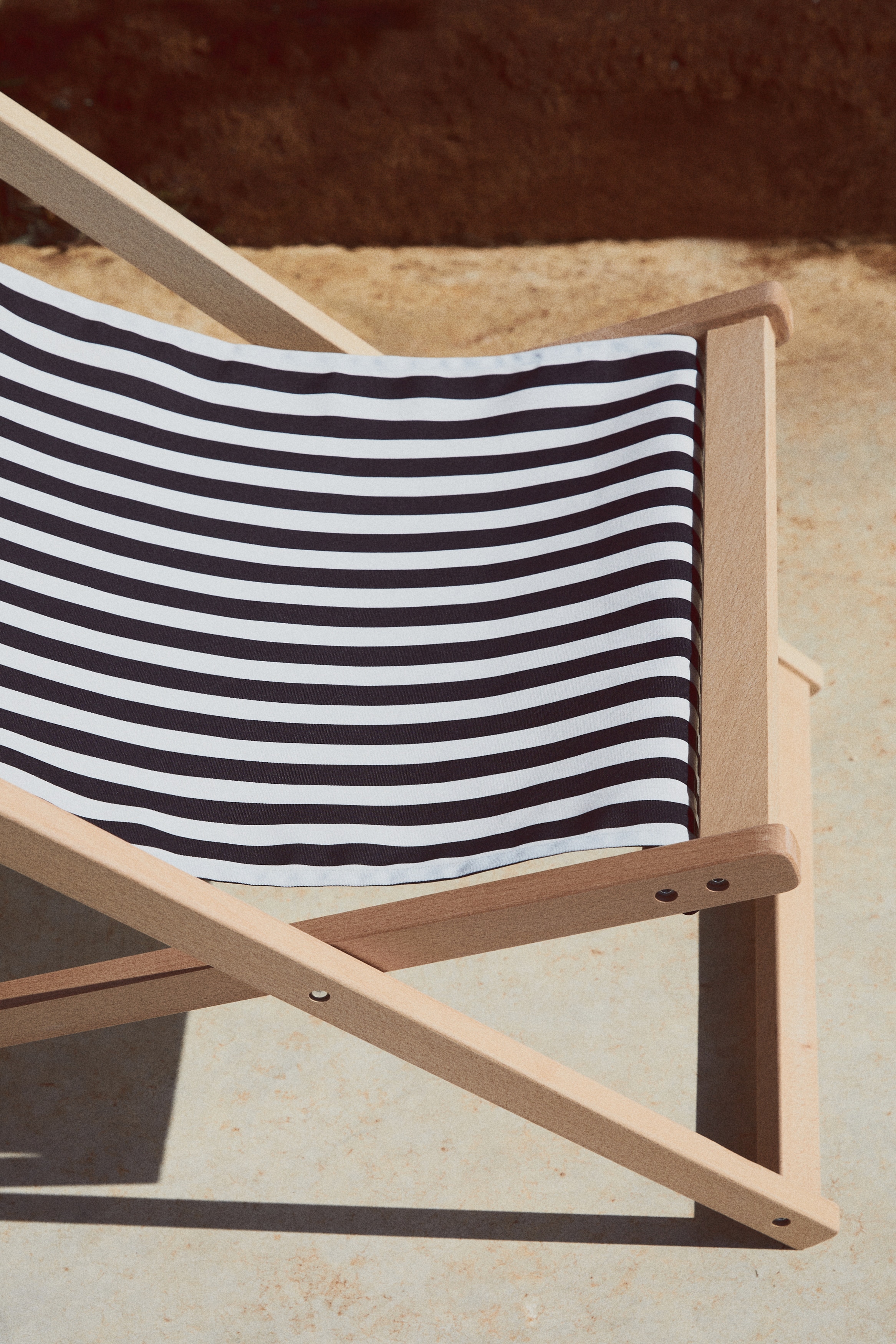 Wooden deck chair - Cinzento escuro/Riscas