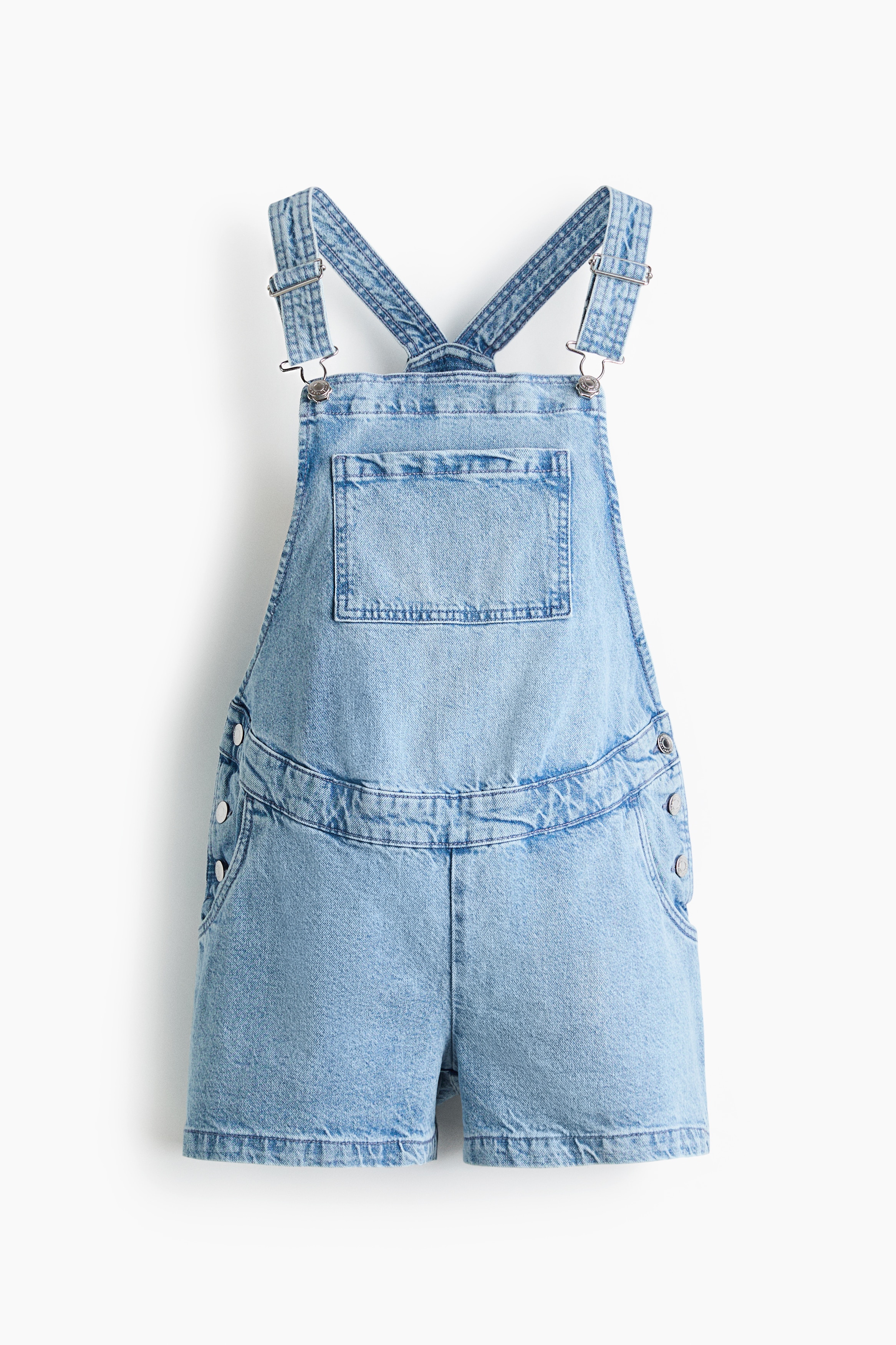 MAMA Dungaree shorts - Helles Denimblau/Denimblau/Nadelstreifen