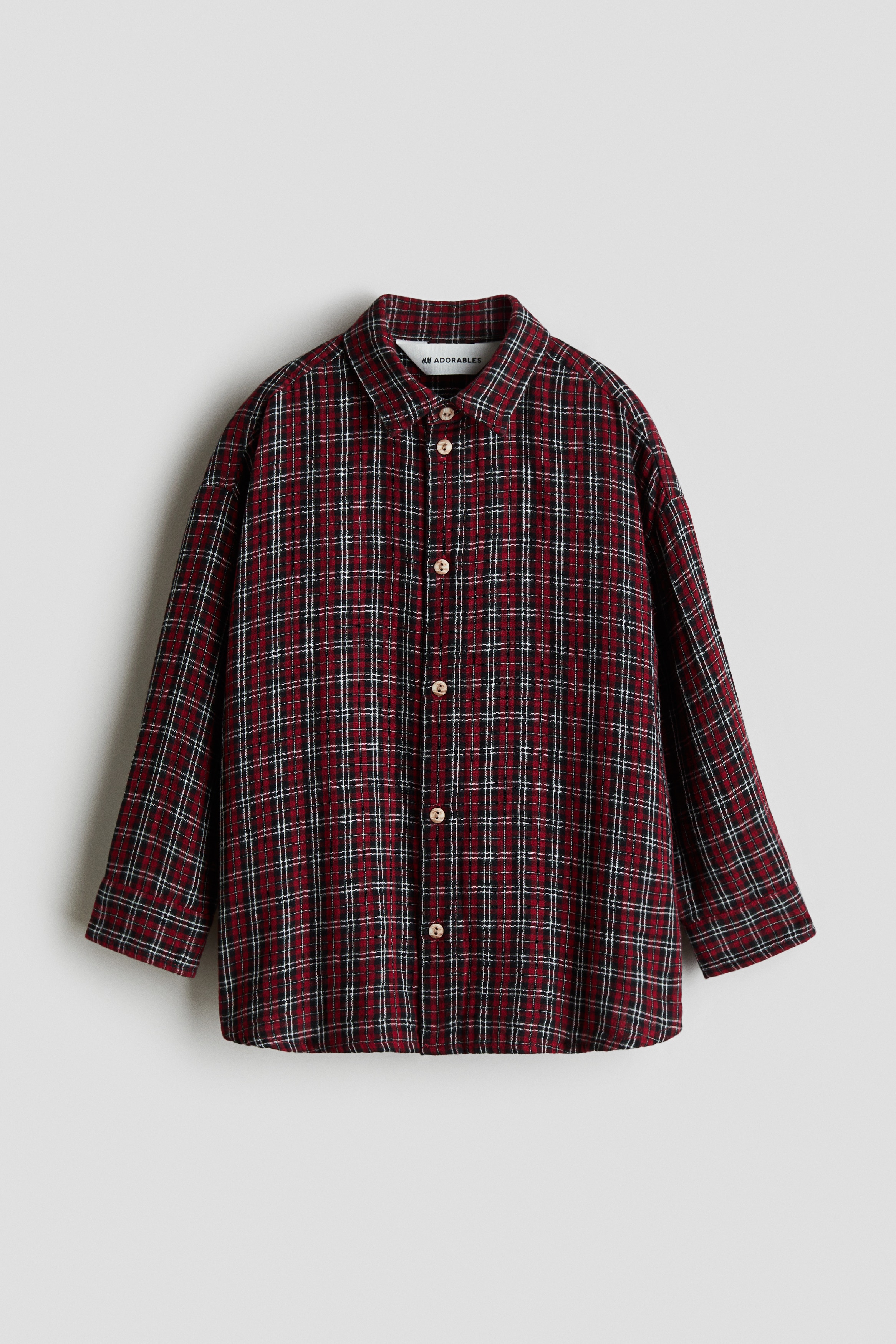 Chemise en mousseline de coton - Rouge/carreaux