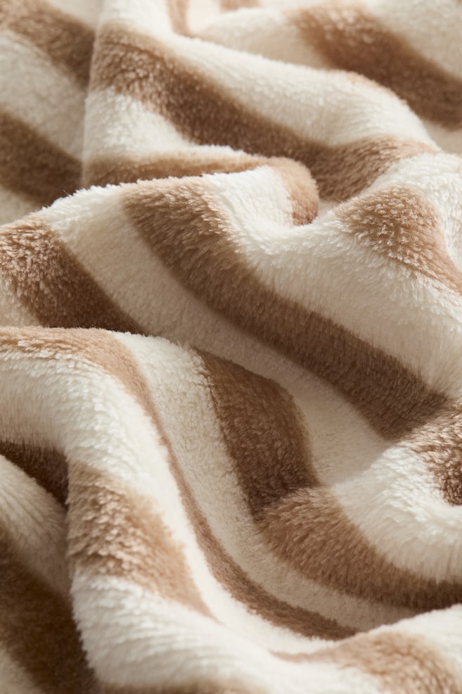 Striped Fleece Blanket-Beige/striped - 3