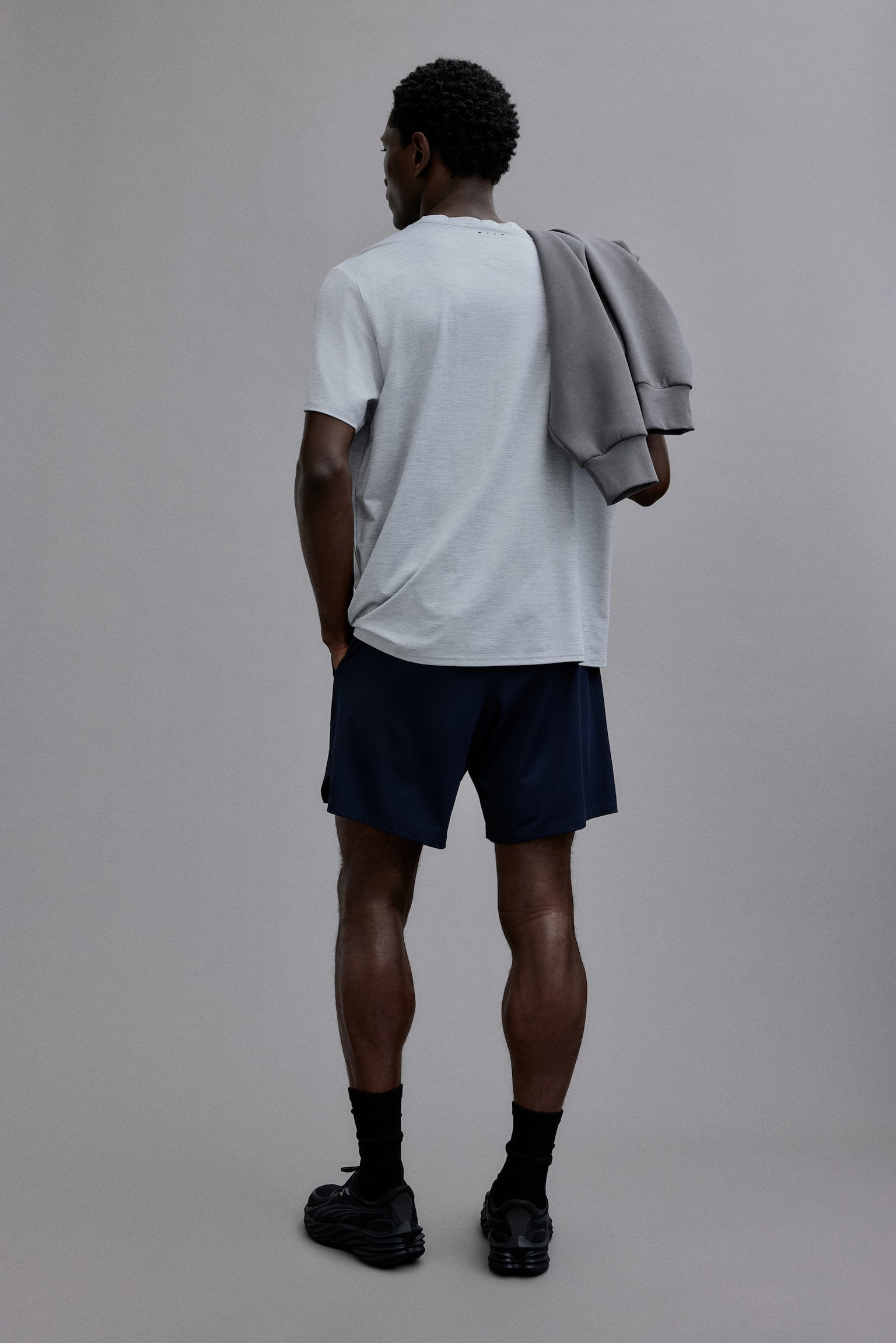 Short de sport DryMove™ - Bleu marine/Noir/Marron foncé/Gris clair chiné/Gris chiné - 4