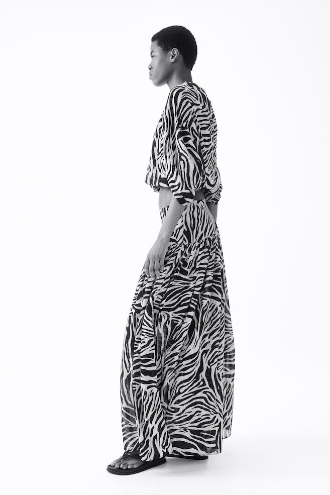 Falda maxi de chifón - Beige/Diseño de cebra/Café oscuro - 6
