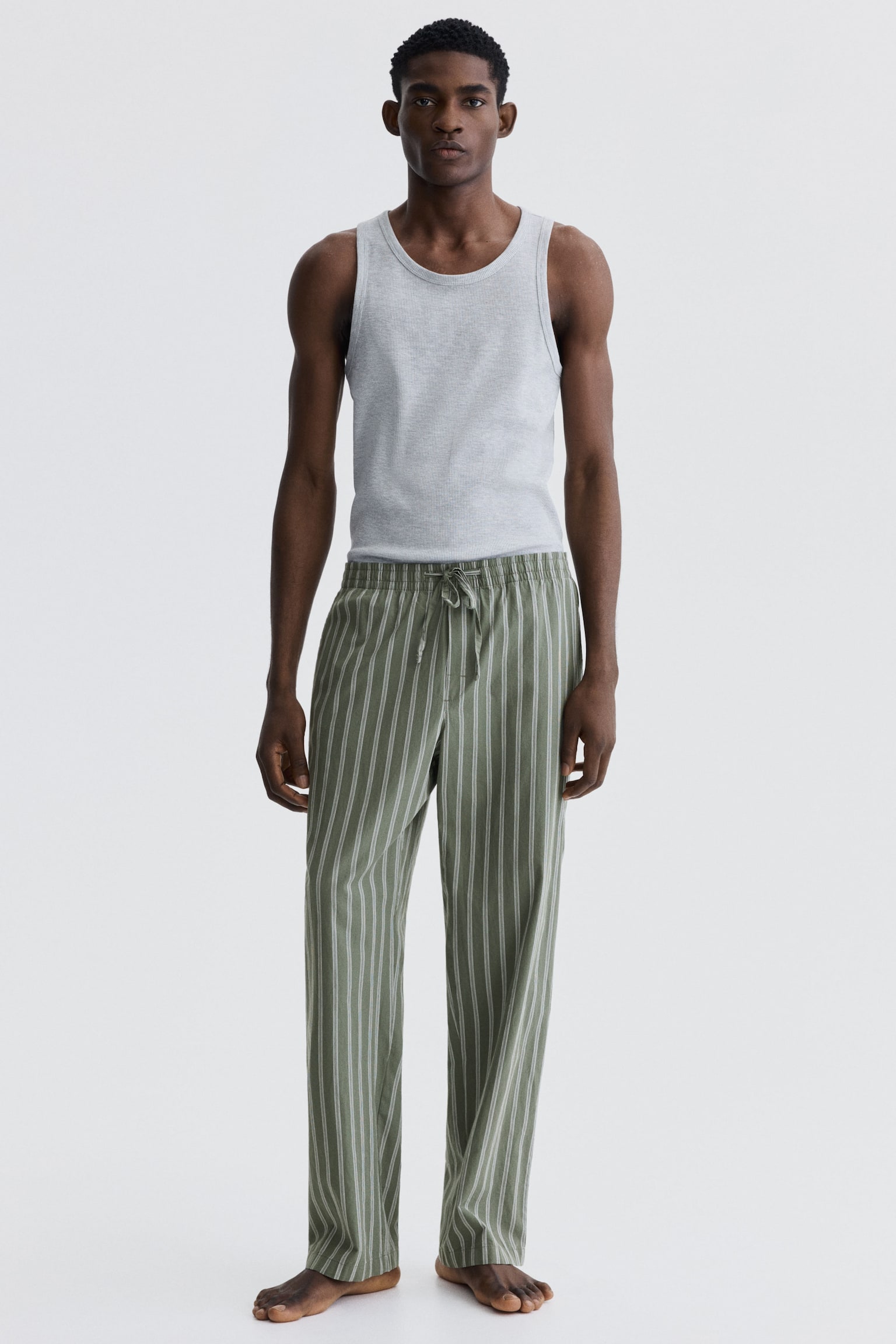 Relaxed Fit Poplin trousers - Khaki green/Striped/Light blue/Striped/Dark blue/Checked/Grey/Checked - 1