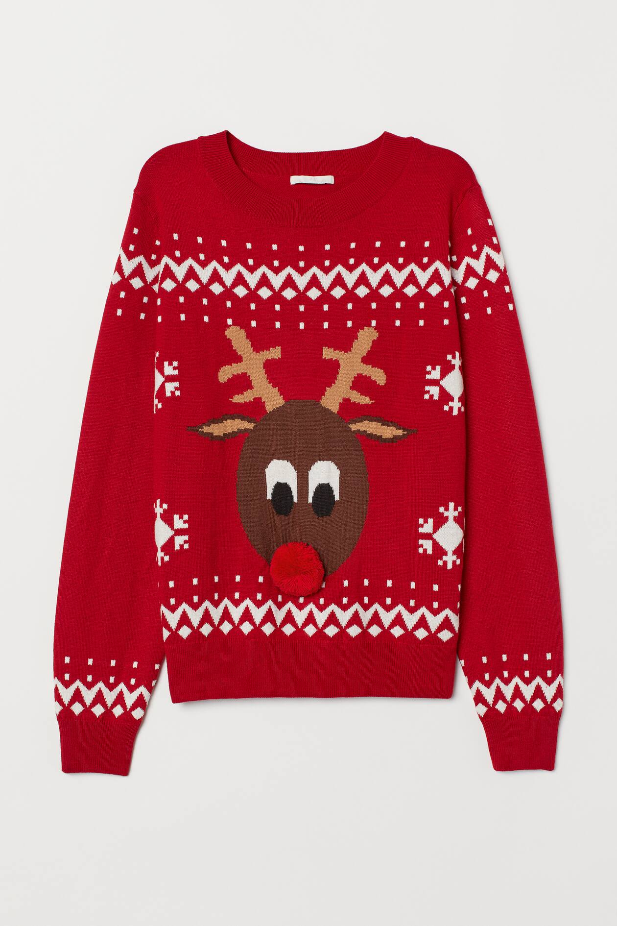Pull De Noël Femme Motif Renne Jacquard - Rouge, Chaud, Oversize - Pour Soirées Festives, Famille - Lavable Machine