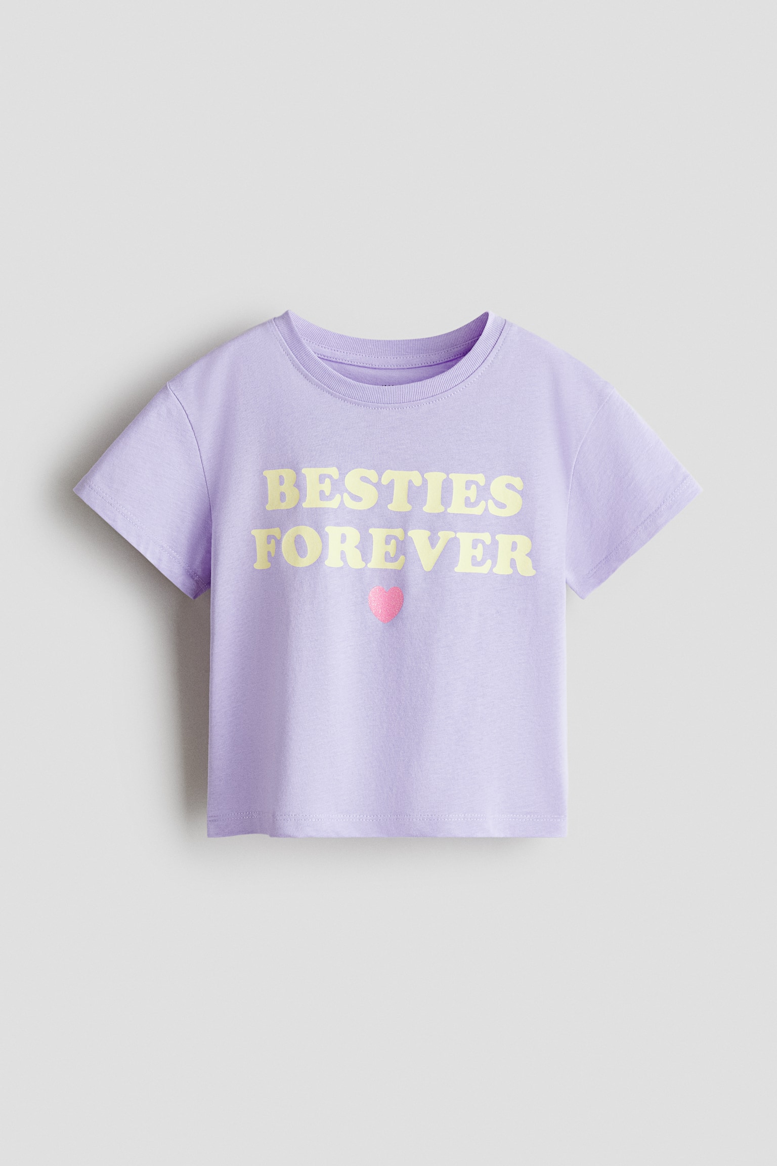 Cotton T-Shirt with Printed Motif - Purple/Besties Forever/Pink/Best Sister