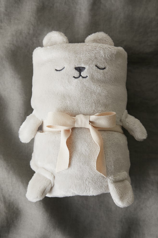 Coperta neonato con applicazioni - Beige chiaro/orso/Bianco/coniglietto - 2