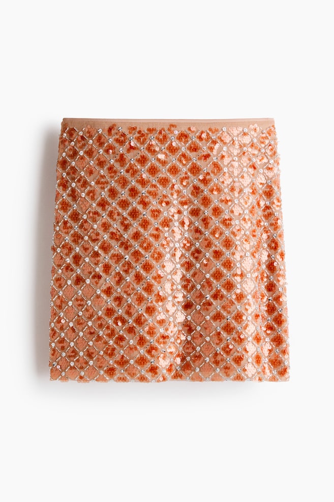 Gedecoreerde minirok - Poederroze/oranje/Marineblauw - 1