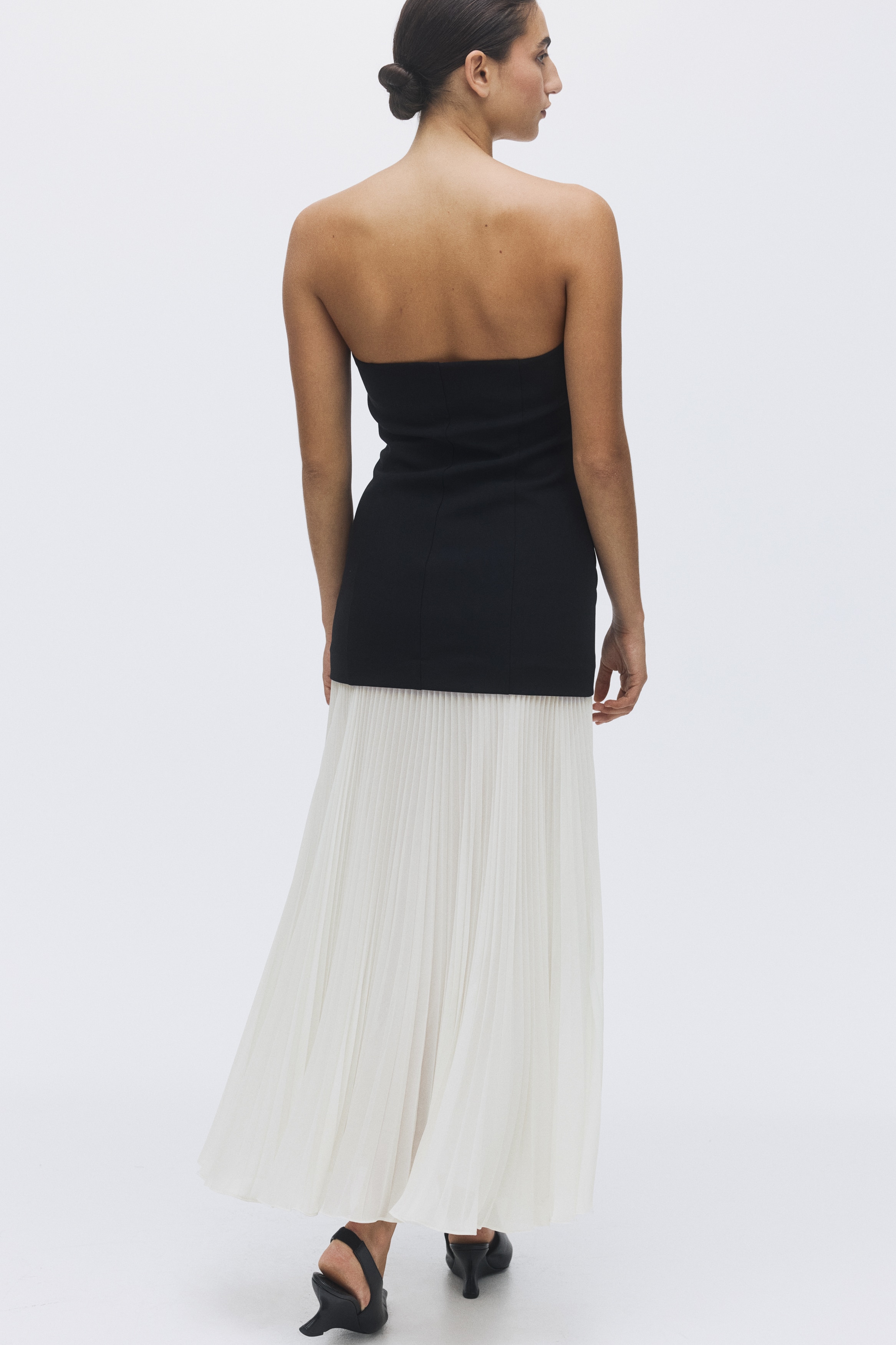 H & M - Pleated bandeau dress - ブラック