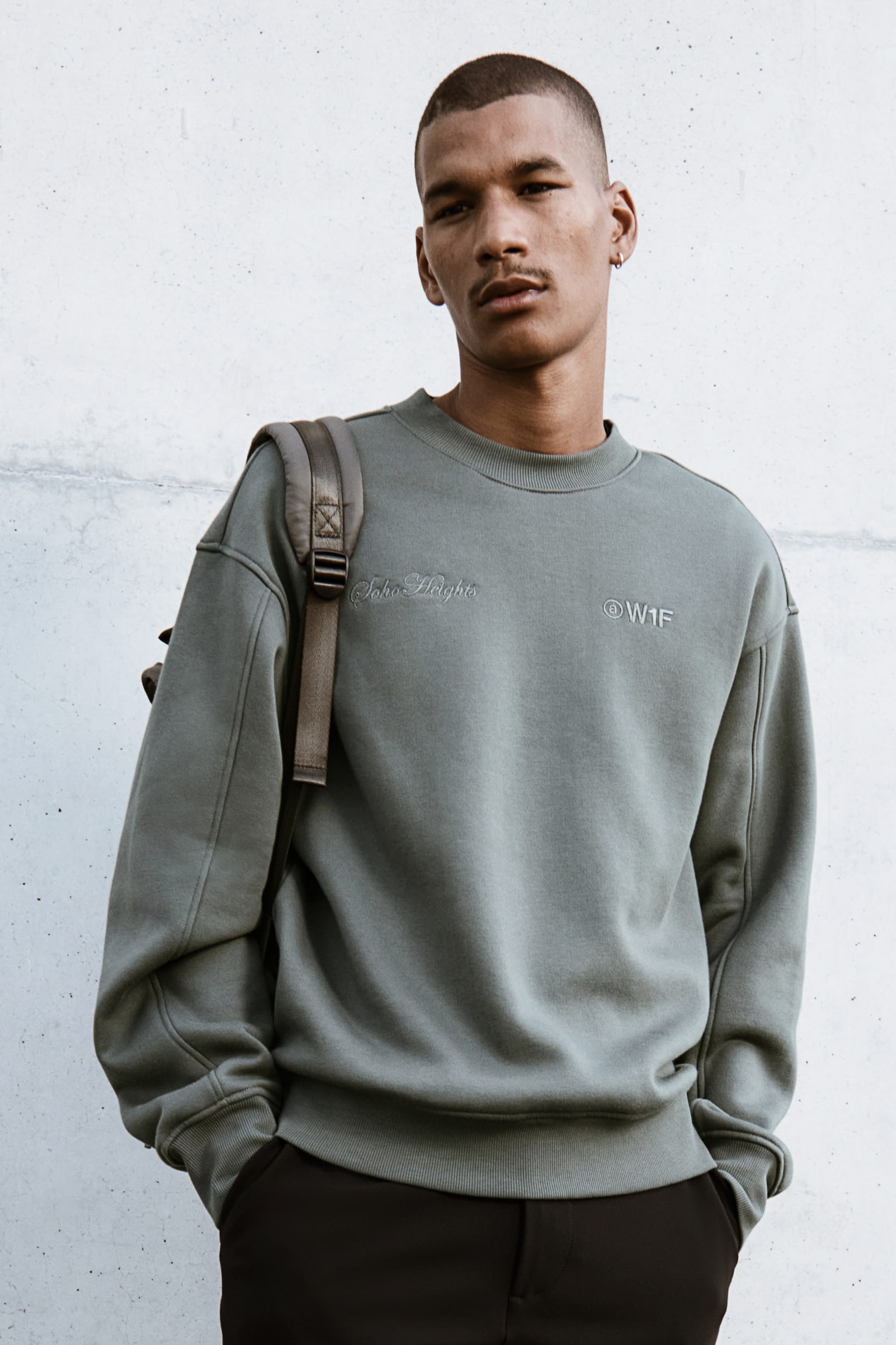 Embroidered sweatshirt - Sage green/Soho Heights/Black/Soho Heights/Cream/White/Soho Heights/Black/Soho/Grey marl/Soho Heights/Light grey - 1