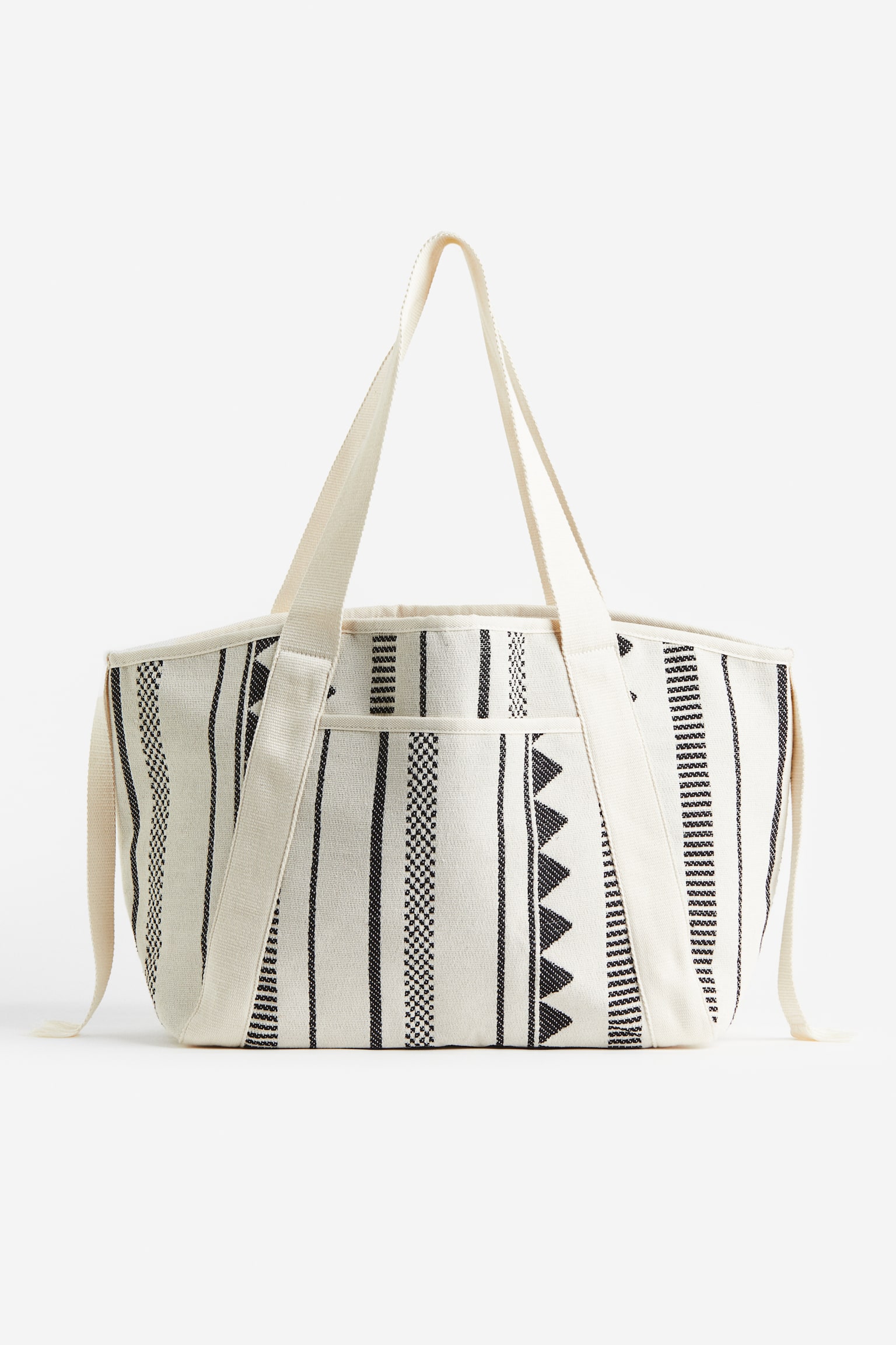 Jacquard-weave shopper - White/Patterned - 1