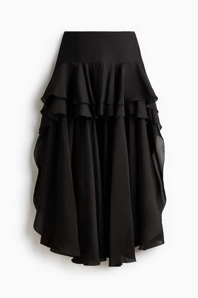 Jupe asymétrique à volant - Noir - 1