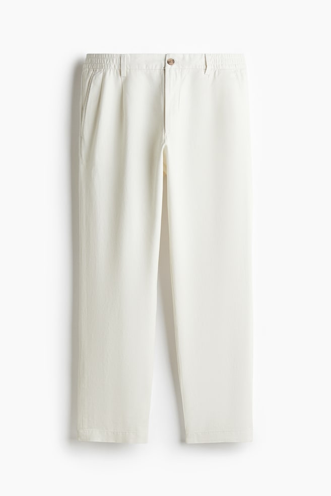 Regular Fit Lyocell-blend trousers - White/Navy blue - 1