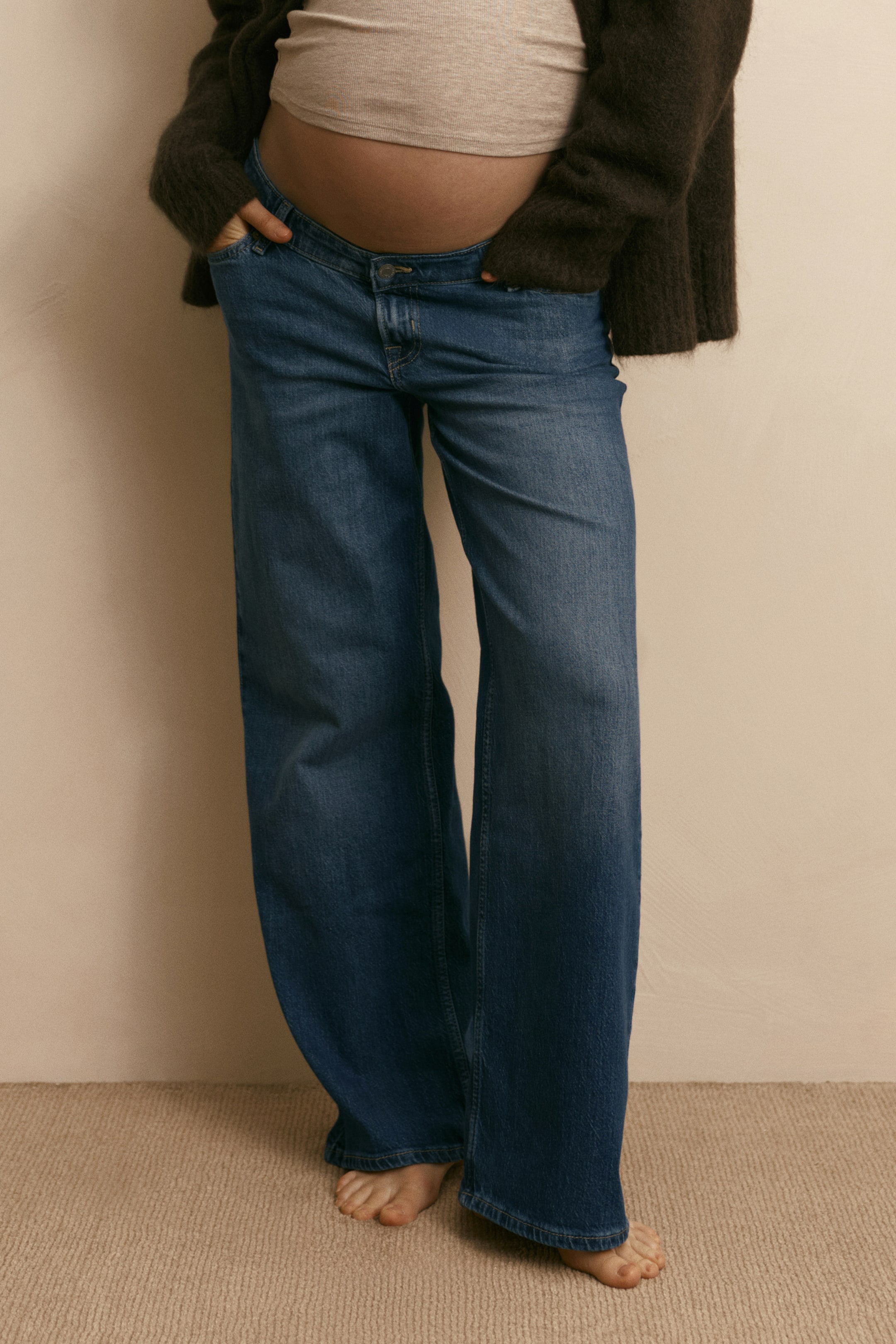 View larger image: MAMA Wide Low Jeans - Dark denim blue - Ladies | H&M PH 3