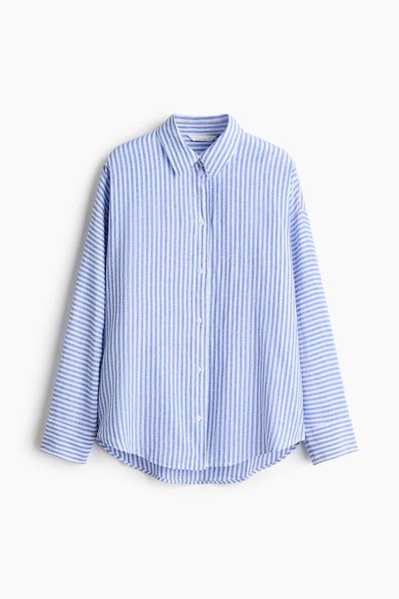 Женские рубашки H&M Dolman-Sleeved Linen-Blend Shirt