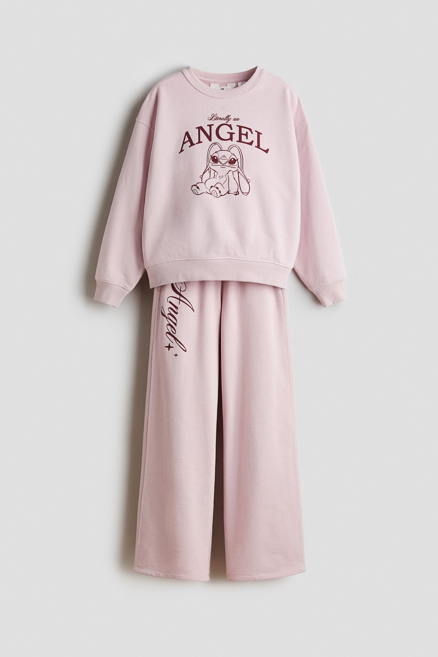 Conjunto estampado de 2 piezas en tejido sudadera - Rosa empolvado/Lilo y Stitch