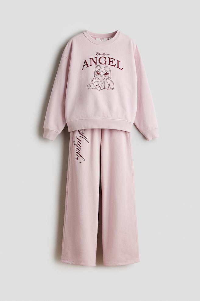 2-piece printed sweatshirt set - Light dusty pink/Lilo & Stitch - 1