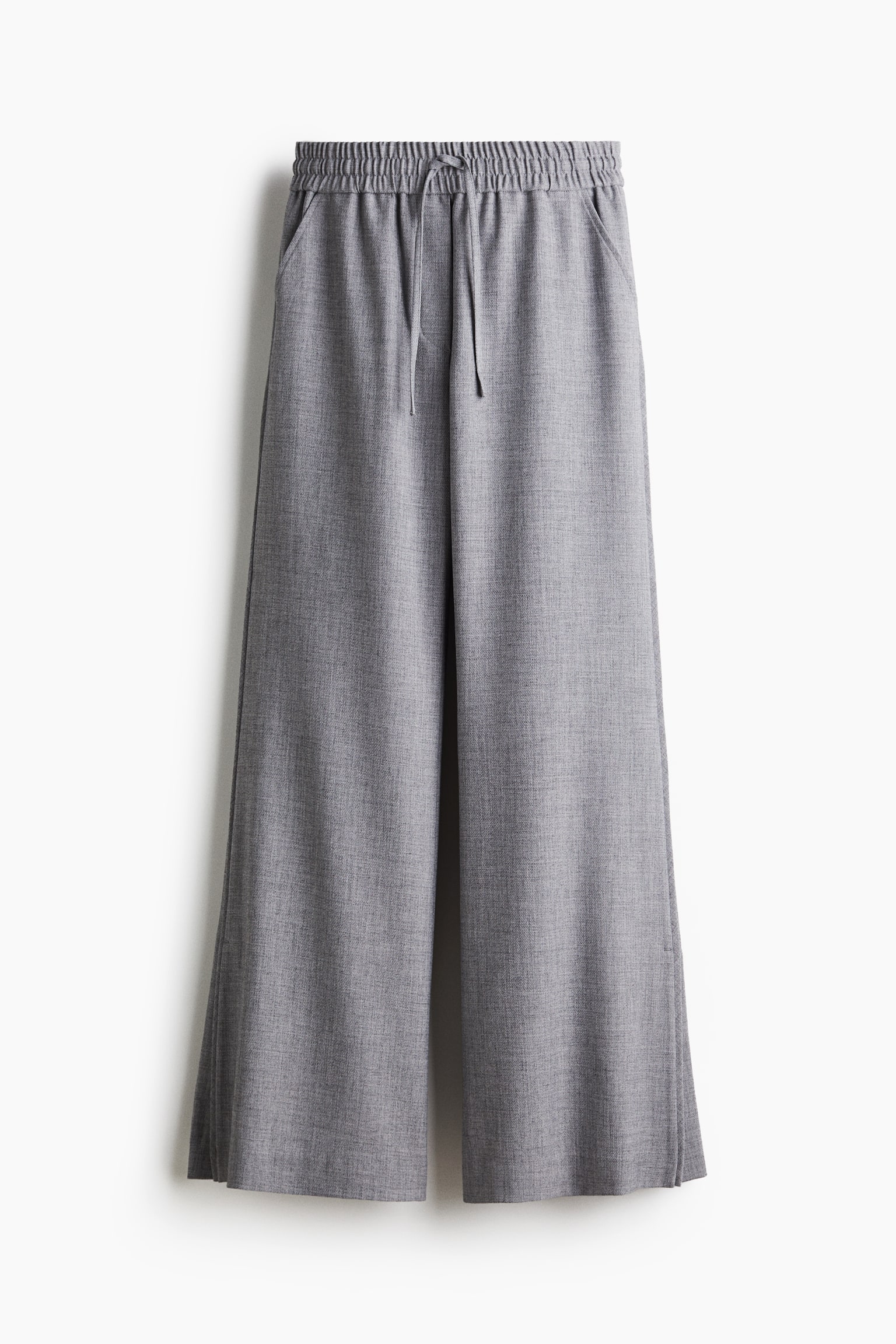Женские брюки H&M Flared Drawstring, цвет: Серый меланжевый — фото 1