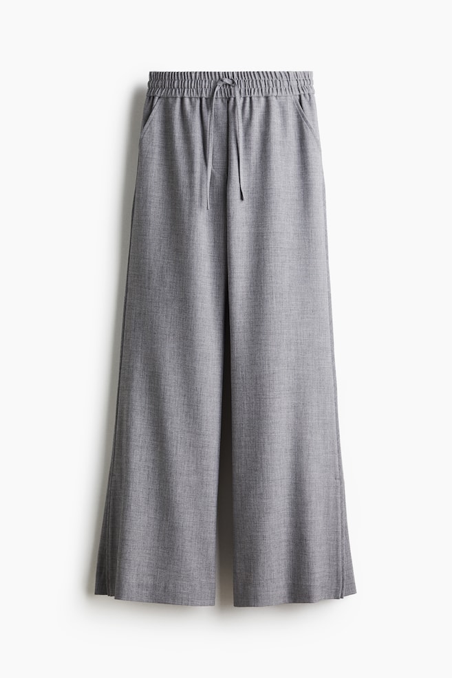 Flared Drawstring Pants - Gray melange - 1