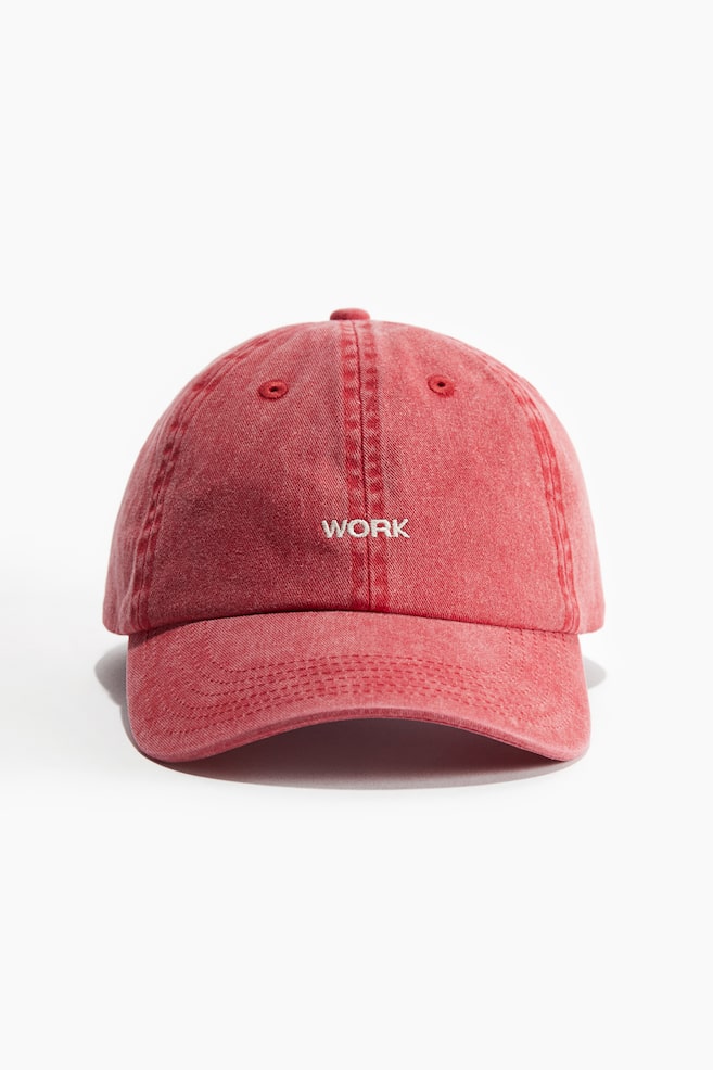 Baumwollcap mit Stickerei - Rot/Work - 1