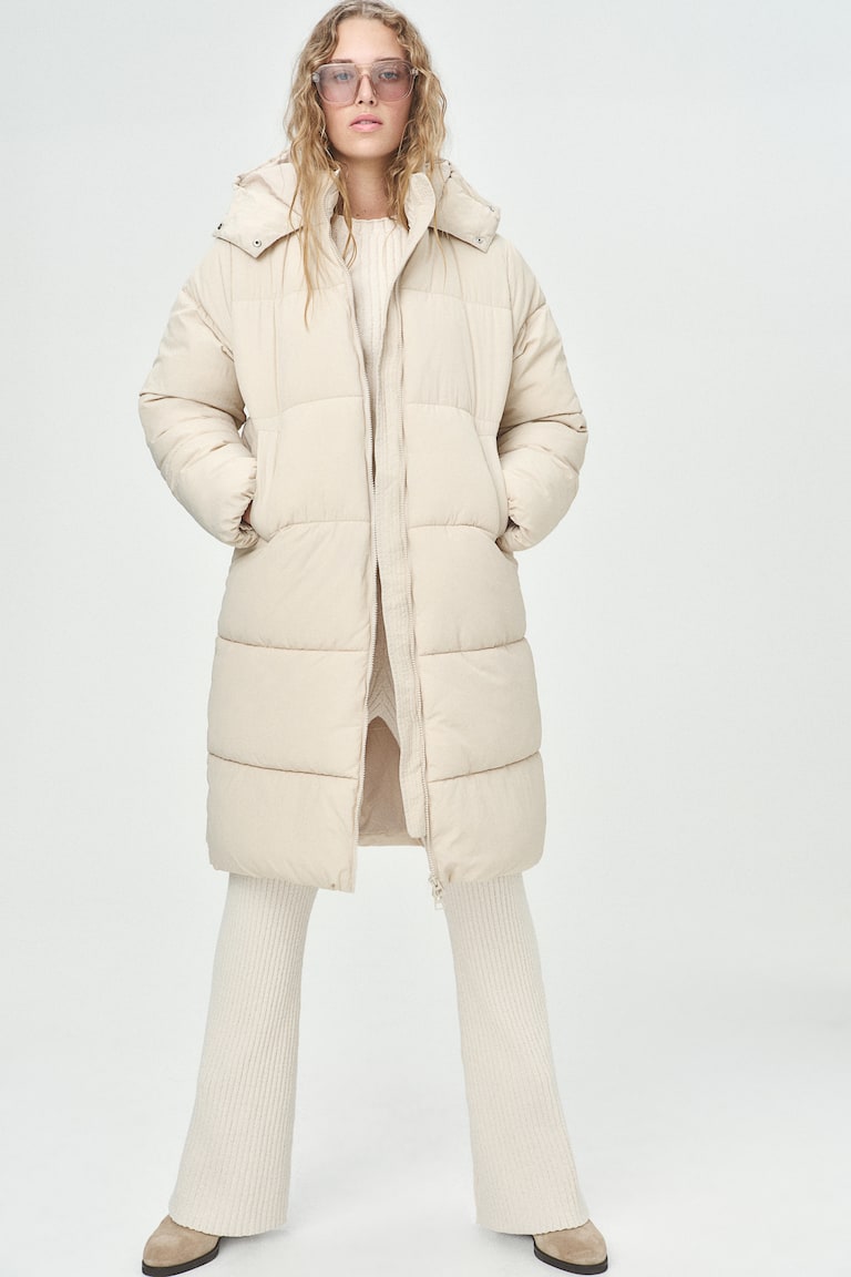 H&m Cream Puffer Jacket Ladies Long Puffer Jacket