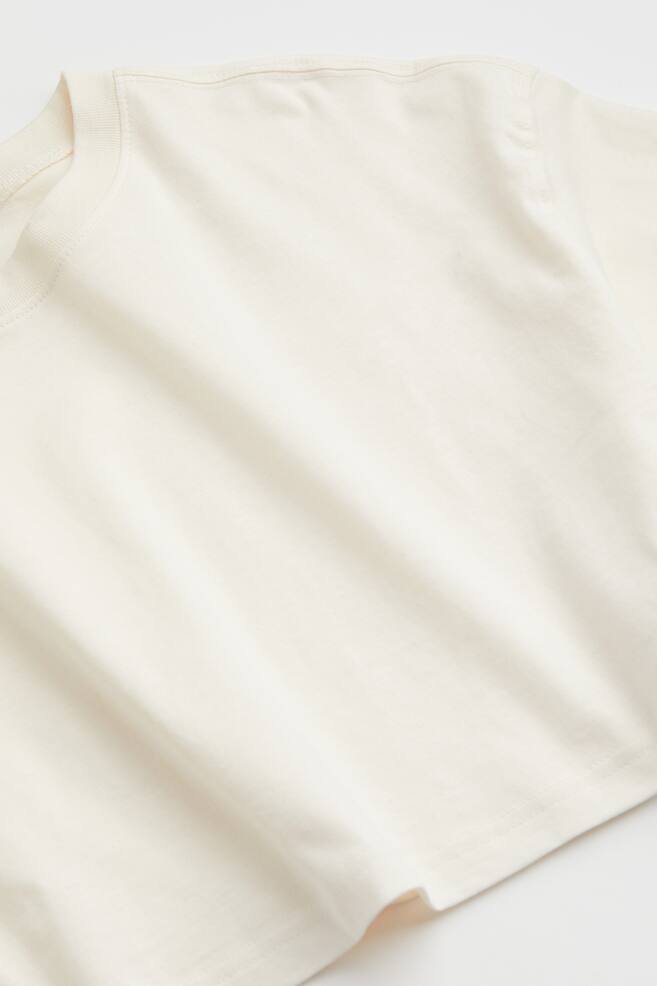 Cropped T-shirt - Hvid/Sort/Lys gråbeige/Lysegul/dc - 3